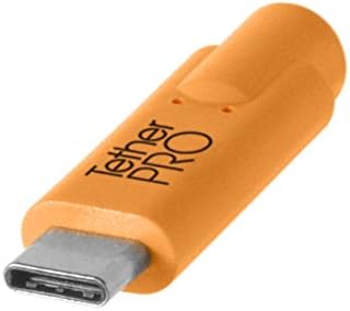 כלים לקשר Tetherpro USB-C ל- USB 3.0 מיקרו-B כבל זווית ישרה | להעברה מהירה וחיבור בין מצלמה למחשב | כתום